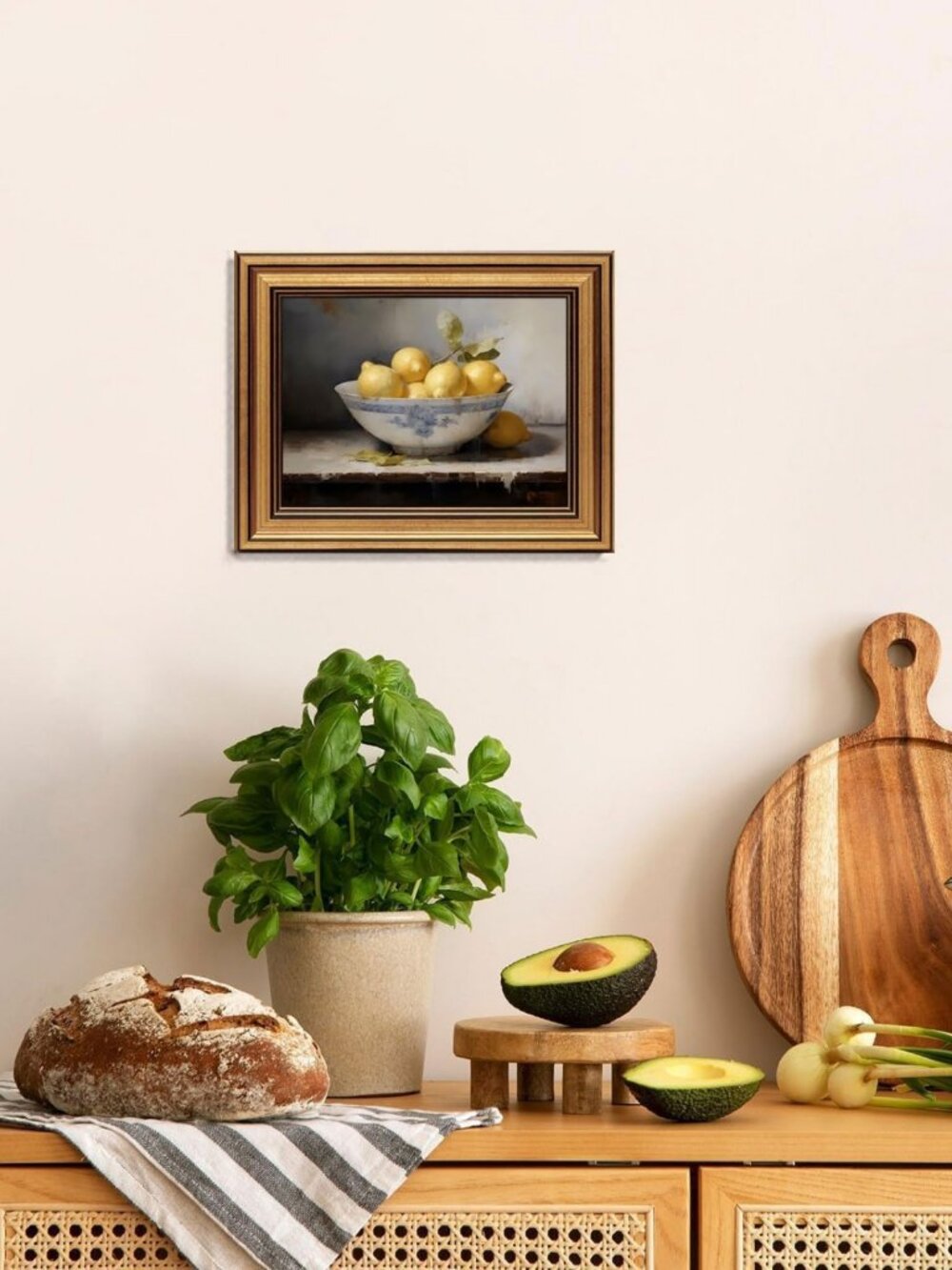 Vintage Lemons Still Life Canvas Print | Gold Framed Farmhouse Wall Art Decor - Picture 2 of 8